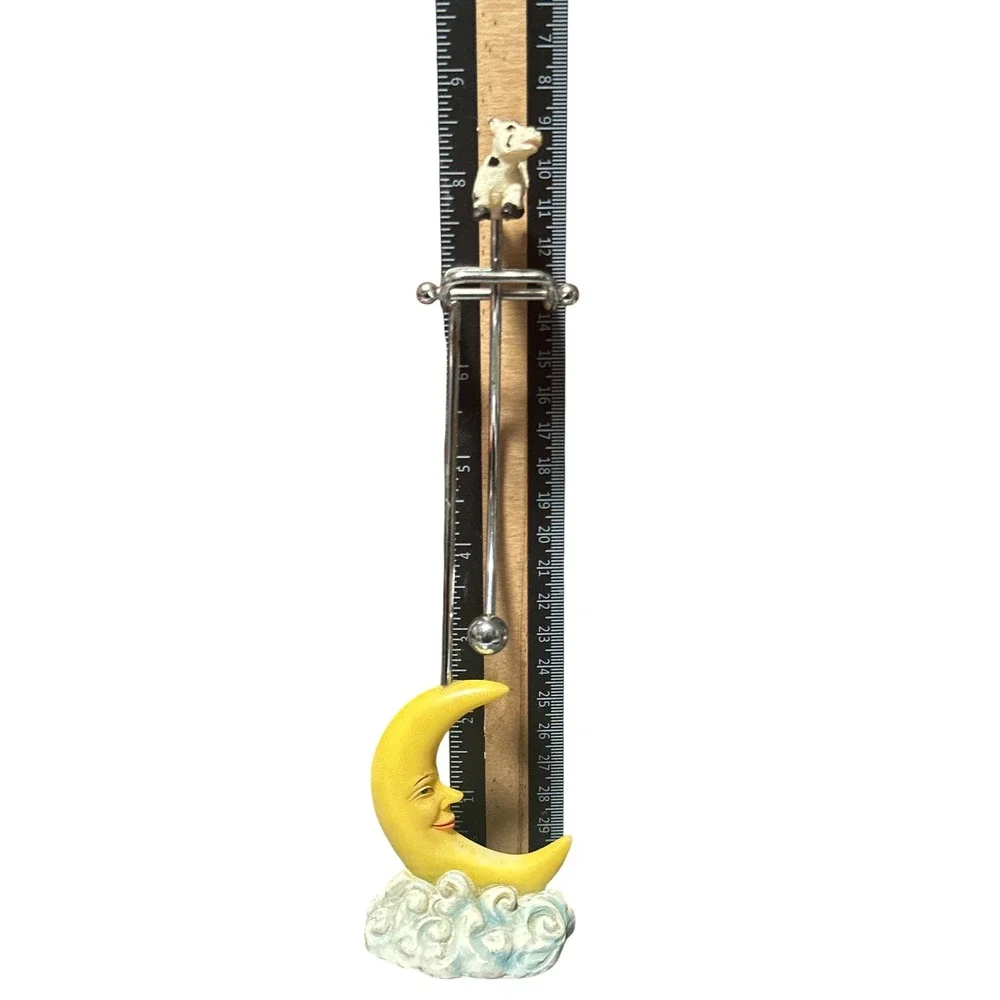 Vintage Kinetic Motion Balancing Toy Cow Jumped Over The Moon Celestial Desk Art